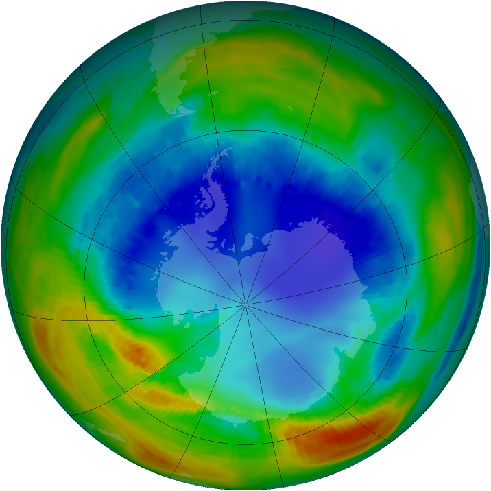 Antarctic ozone map for 13 August 2002